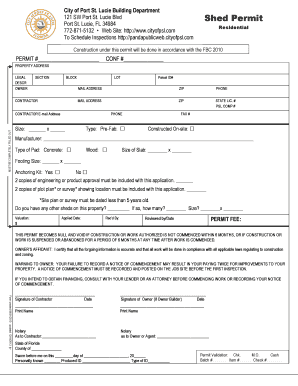 Get and Sign St Lucie County Shed Permit 2013 Form