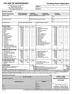 VILLAGE of MUKWONAGO Plumbing Permit Application  Form