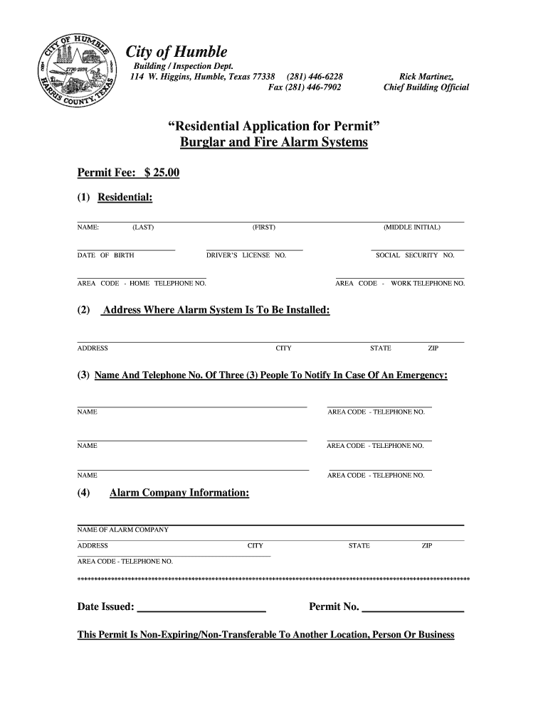 Alarm Permit  Form