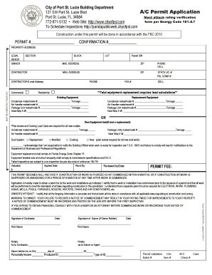 Port St Lucie Permit for Ac Fee Form