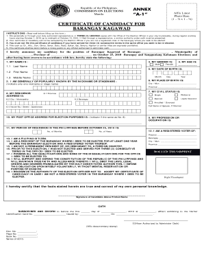 Certificate of Candidacy Form