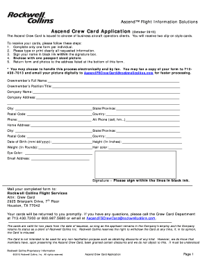 Ascend Crew Card Application October Air Routing  Form