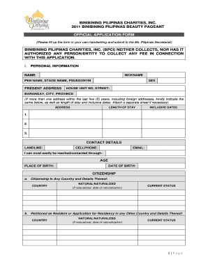Binibining Pilipinas Application Form