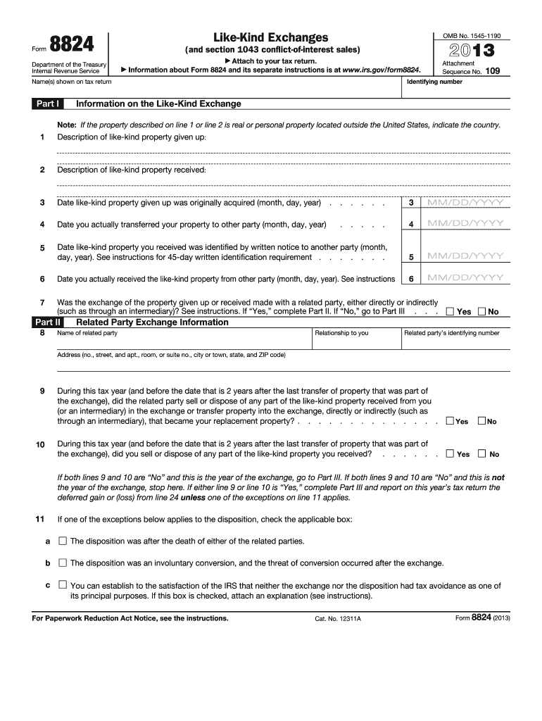  About Form 8824Internal Revenue Service IRS Gov 2013