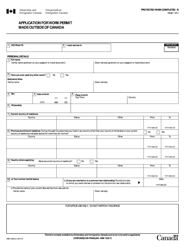  Imm 1295 Fillable Form 2011