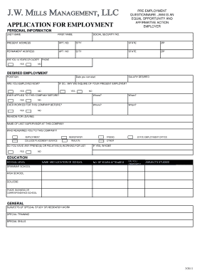 JWM Employment Application PDF Jwmillsmanagement Com  Form
