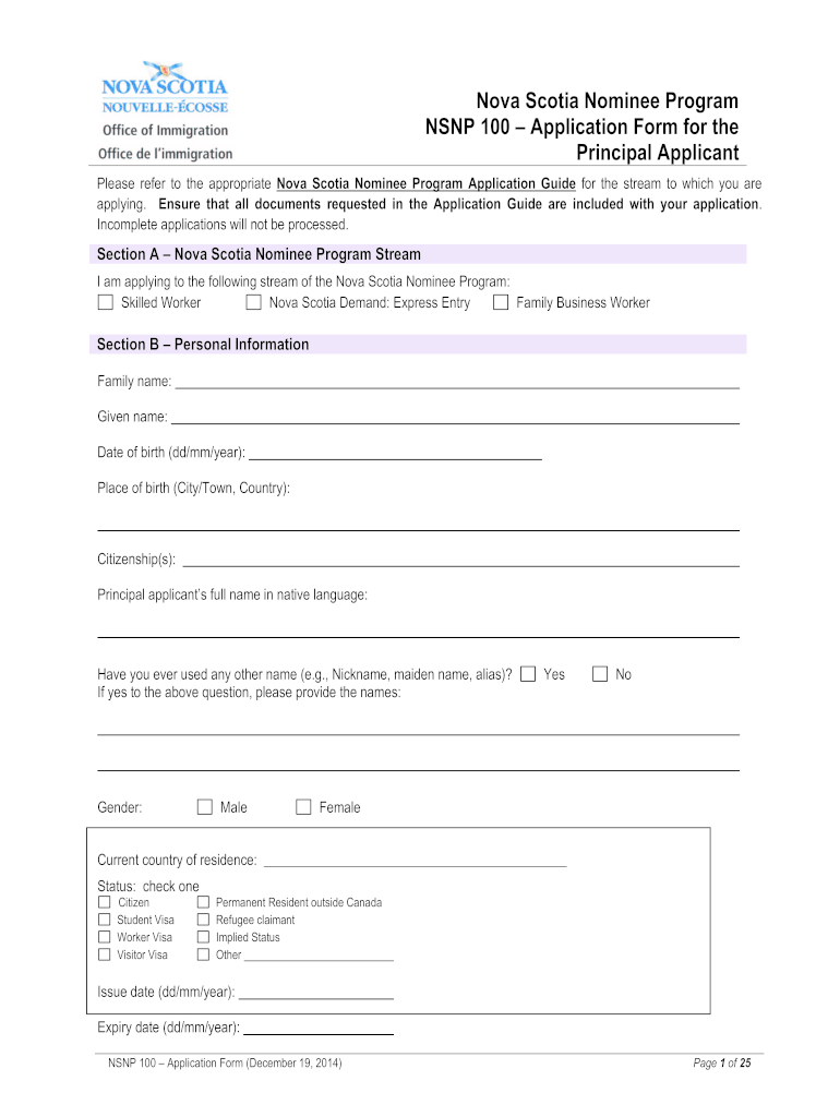  Nsnp 100 Form 2014