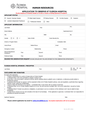 Florida Hospital Form