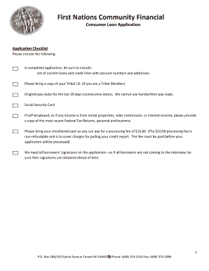 First Nations Community Financial Consumer Loan Application Form