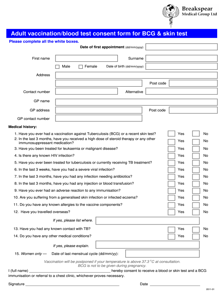 Medical Consent Form Bcg