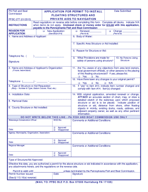 Application for Permit to Install Floating Structures and  Form