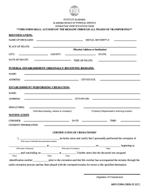 Alabama Cremation Authorization Form
