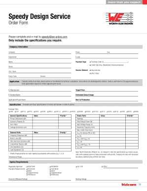Speedy Design Service Request Form in PDF