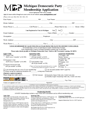To Download a Membership Application in Michigan Democratic Party  Form