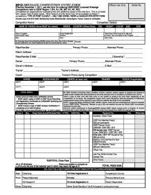 Online Fillable Dressage Entry Form Usdf