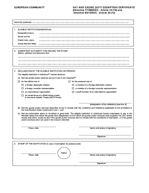 Vat Exemption Certificate Template  Form