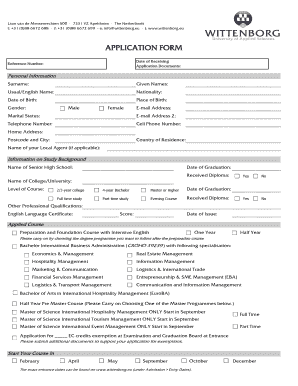 APPLICATION FORM Wittenborg University