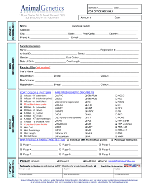 Animal Genetics Form