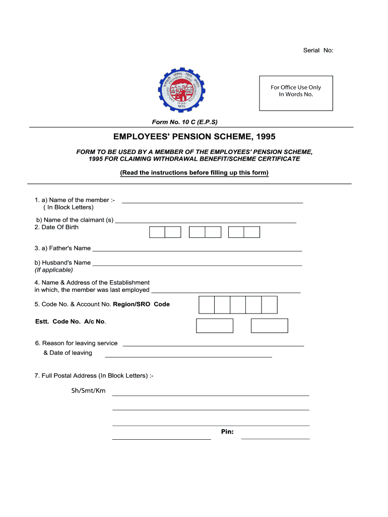 Form 10c Pension Withdrawal