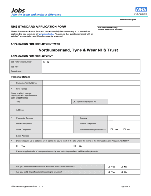 Nhs Application Form