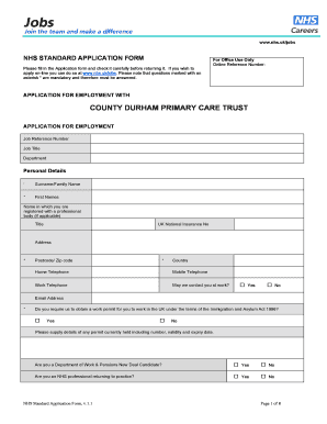 Nhs Application Form PDF