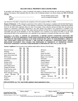 Nevada Real Estate Disclosure Form Fillable