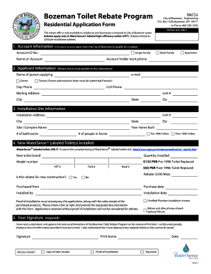 Bozeman Toilet Rebate Form