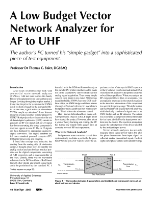 A Low Budget Vector Network Analyzer for Af to Uhf  Form