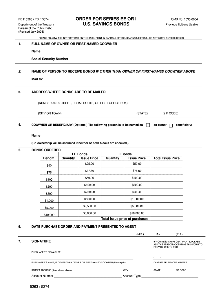  Form for Savings Bonds 2001-2024
