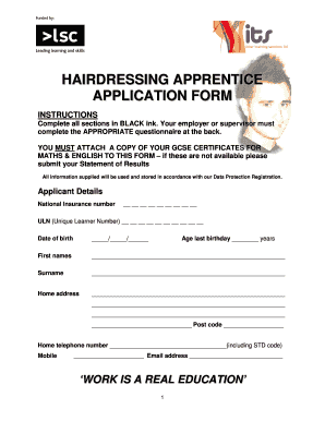 Apprenticeship Form for Hairdressing in Nigeria