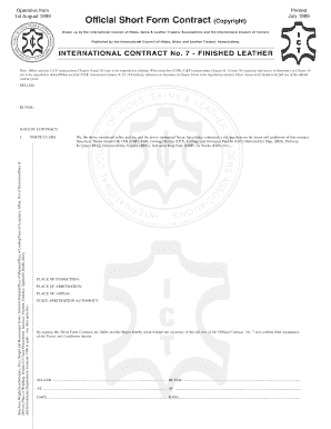 International Contract No 7 Finished Leather Form