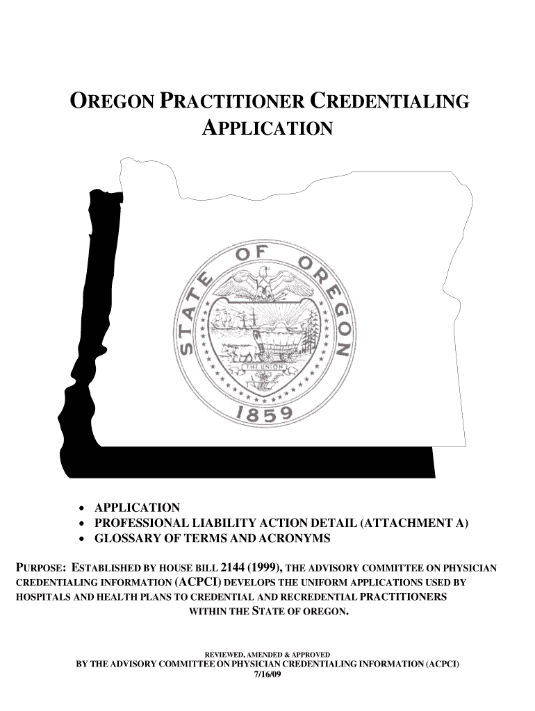 Get and Sign Oregon Practitioner Credentialing Application WebCVO 2009-2022 Form