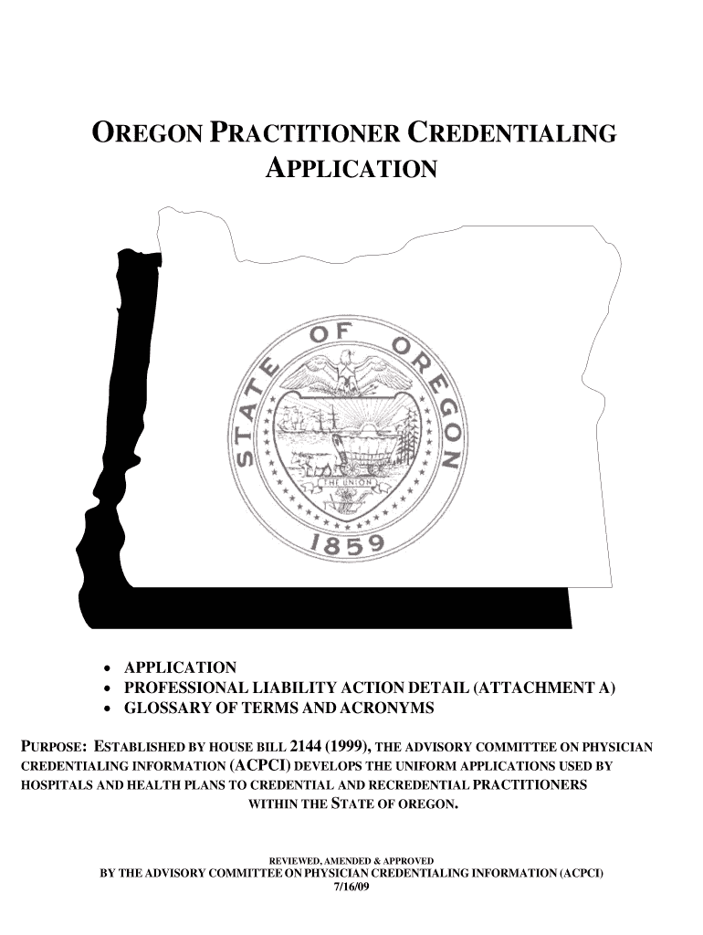  Oregon Practitioner Credentialing Application WebCVO 2009