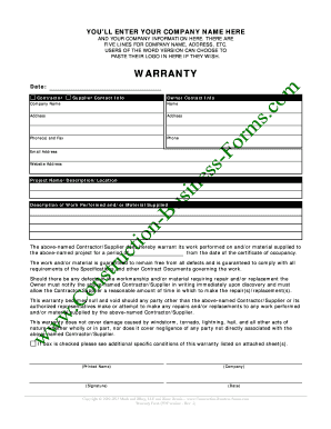 Construction Guarantee Form