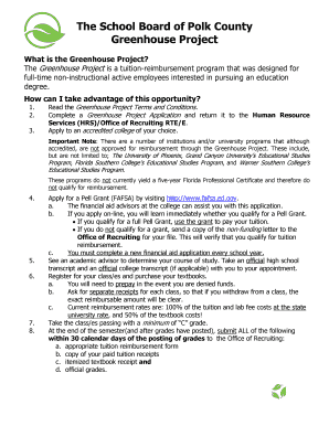 Greenhouse Project Polk County Florida Elligible University Form