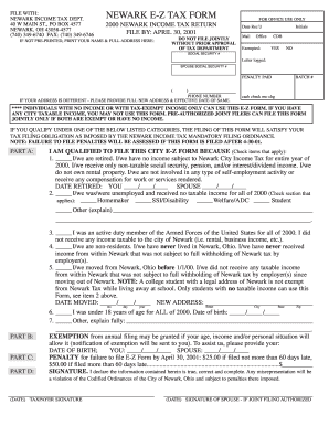 Newark Ohio City Tax Forms