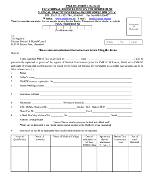 Pmdc Online Portal  Form