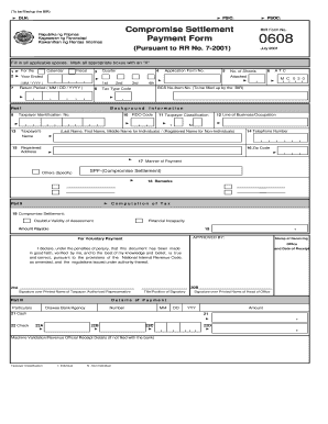 Bir Form 2107 Application for Compromise Settlement