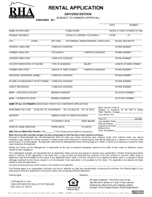 Rha Application  Form