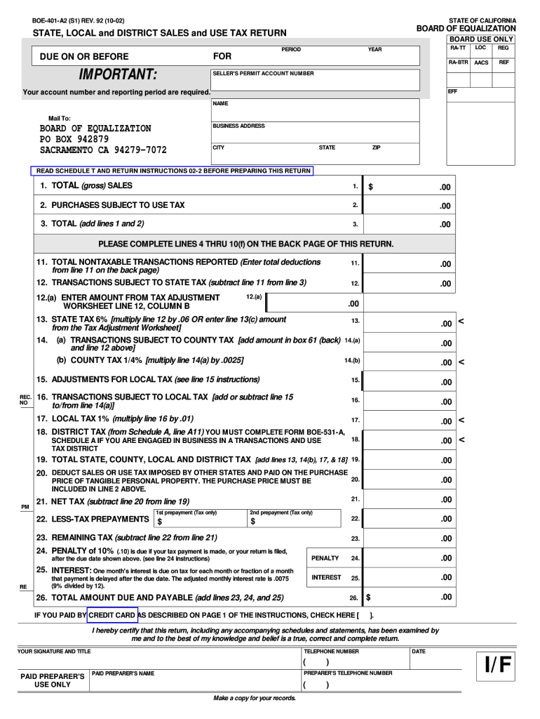 Form Boe 401 a