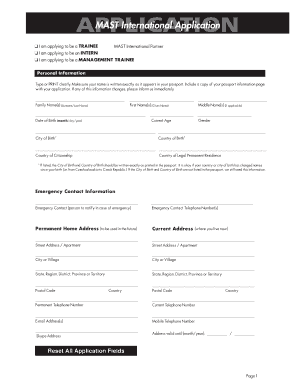 Mast App Online  Form