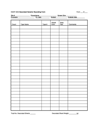 Pottery Recording Form