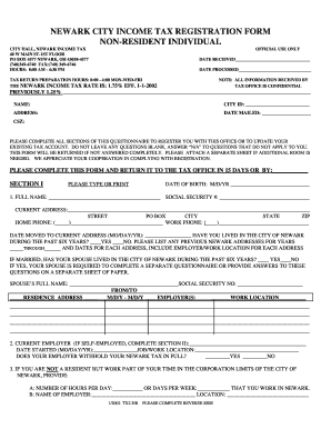 Newark City Tax Forms