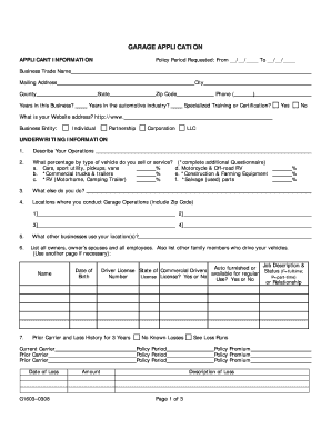 Colony Garage Application  Form