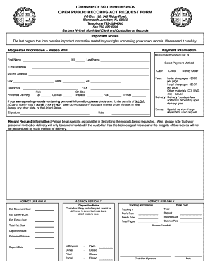 South Brunswick Township Opra Form