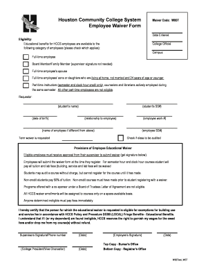 Houston Community College System Employee Waiver Form