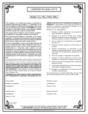 Johnstone Warranty Claim Form