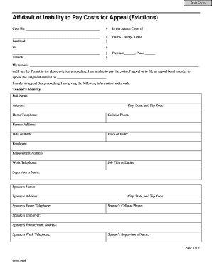 Harris County Affidavit  Form