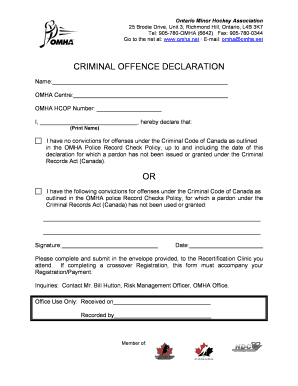 Offence Declaration Form Ontario