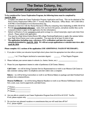 Swiss Colony Credit Application  Form